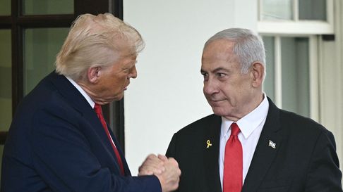 El presidente de Estados Unidos, Donald J. Trump, durante el recibimiento en la Casa Blanca del primer ministro israelí, Benjamín Netanyahu.