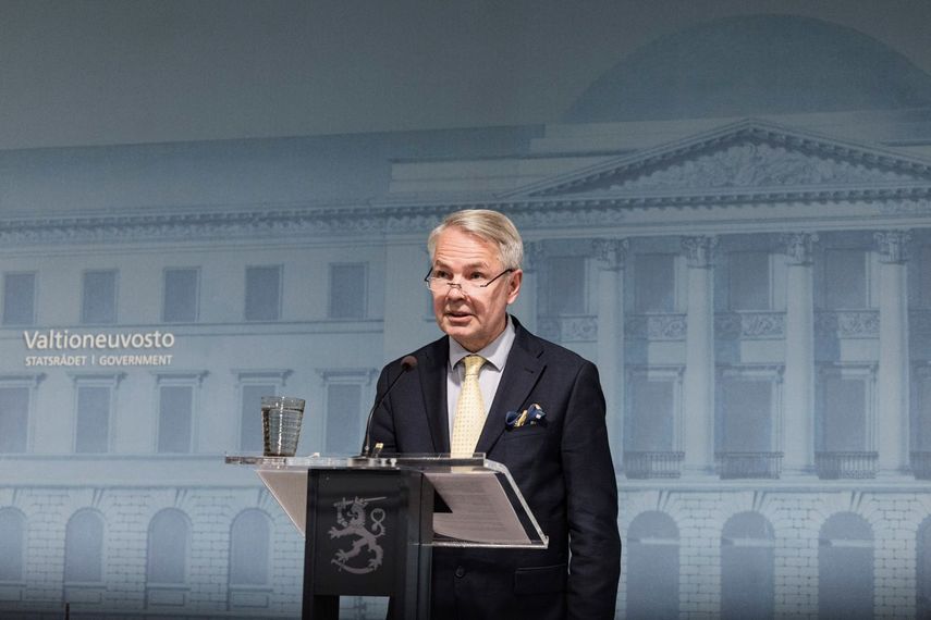 El ministro de Asuntos Exteriores de Finlandia, Pekka Haavisto, durante una conferencia de prensa en Helsinki, Finlandia, el jueves 29 de septiembre de 2022.&nbsp;