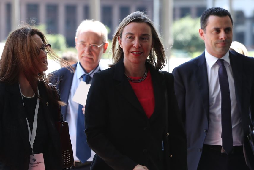 La alta representante de la Unión Europea (UE) para Asuntos Exteriores y Política de Seguridad, Federica Mogherini, asiste a la reunión del Grupo Internacional de Contacto sobre Venezuela.