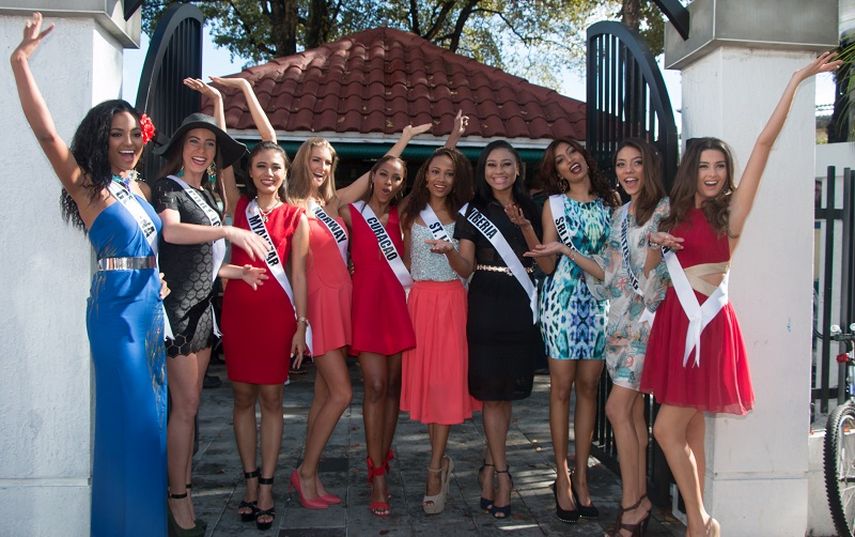Miss Guyana, Niketa Barker; Miss Portugal, Patricia da Silva; Miss Myanmar, Sharr Htut Eaindra; Miss Noruega, Elise Dalby; Miss Curazao, Laurien Angelista; Miss St.Lucia, Roxanne Didier-Nicholas; Miss Nigeria, Queen Celestine; Miss Sri Lanka, Marianne
