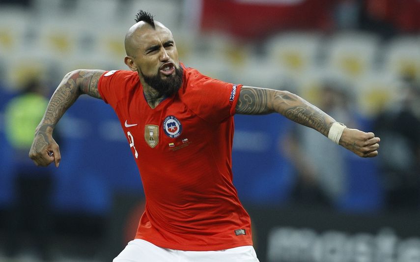 Arturo Vidal tras convertir un penal para Chile en la definici n desde los 12 pasos ante Colombia en los cuartos de final de la Copa Am rica en Sao Paulo, Brasil, el viernes 28 de junio de 2019
