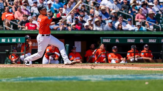 El joven pelotero suma dos cuadrangulares en los presentes entrenamientos primaverales.