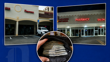 Fotografías de los dos negocios: Striderite Pharmacy, en Margate, y Chans Pharmacy Plus, en Pembroke Pines.