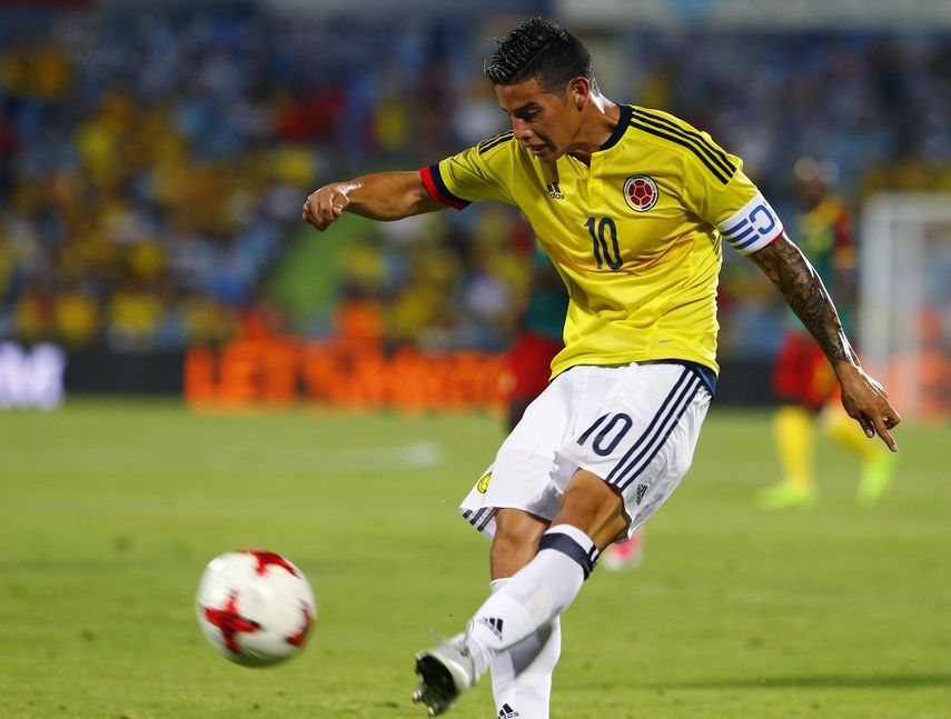 El centrocampista de Colombia&nbsp;James&nbsp;Rodríguez, durante el partido amistoso ante Camerún disputado &nbsp; en el estadio Alfonso Pérez de Getafe, en Madrid. &nbsp;