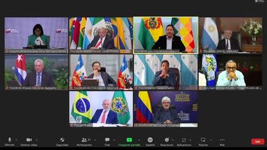 Reunión virtual el 05ABR23 preparatoria de cumbre castrochavista de mayo. Foto: Presidencia de México.