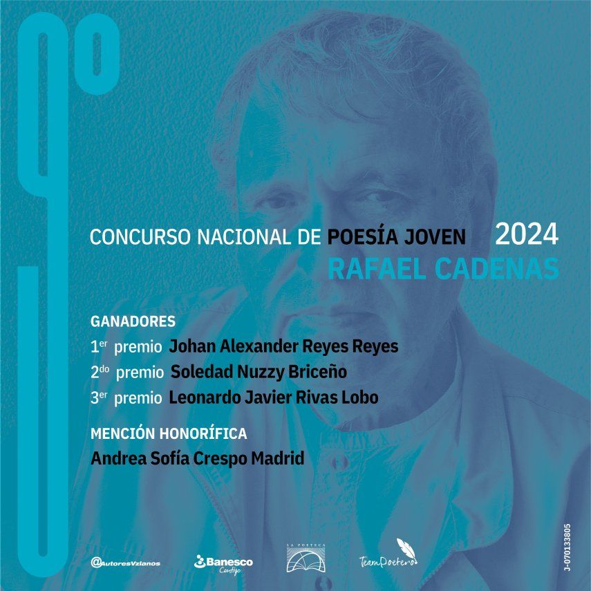 Ganadores de la novena edición del Concurso de Poesía Joven Rafael Cadenas.