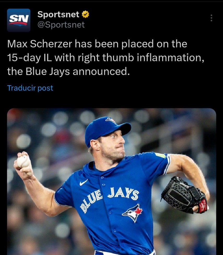 Max Scherzer durante su debut con los Azulejos de Toronto&nbsp;