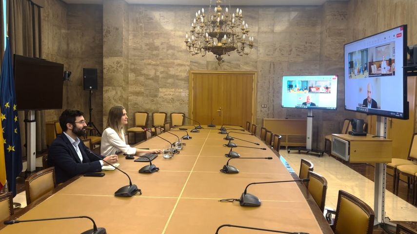 Reunión de la ministra para la Transición Ecológica y el Reto Demográfico, Sara Aagesen, y la ministra portuguesa de Medio Ambiente y Energía, María da Graça Carvalho.&nbsp;
