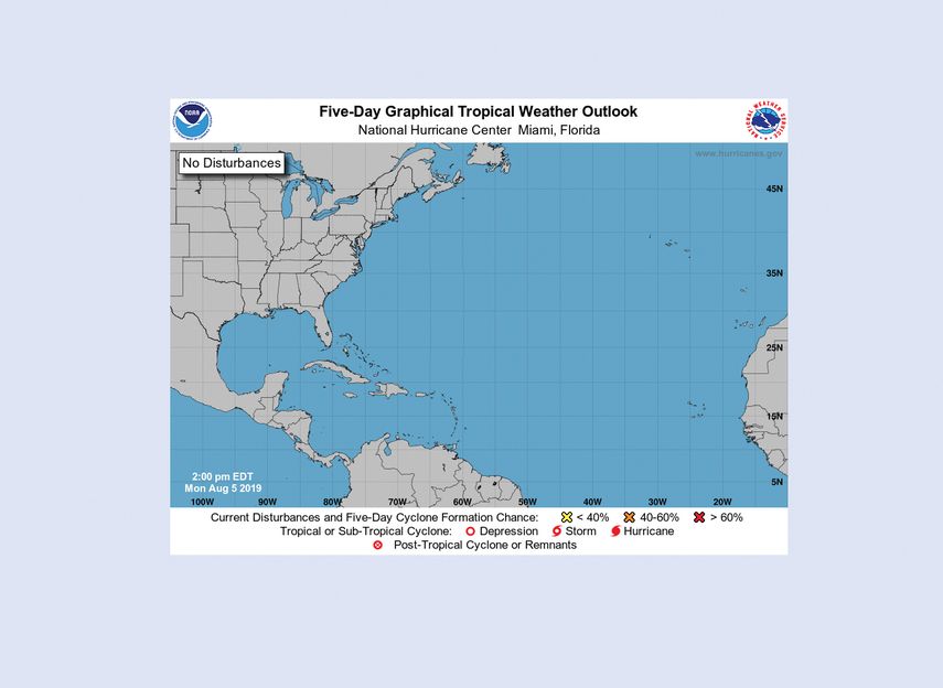 Mapa informativo del National Hurricane Center, con sede en MIami.
