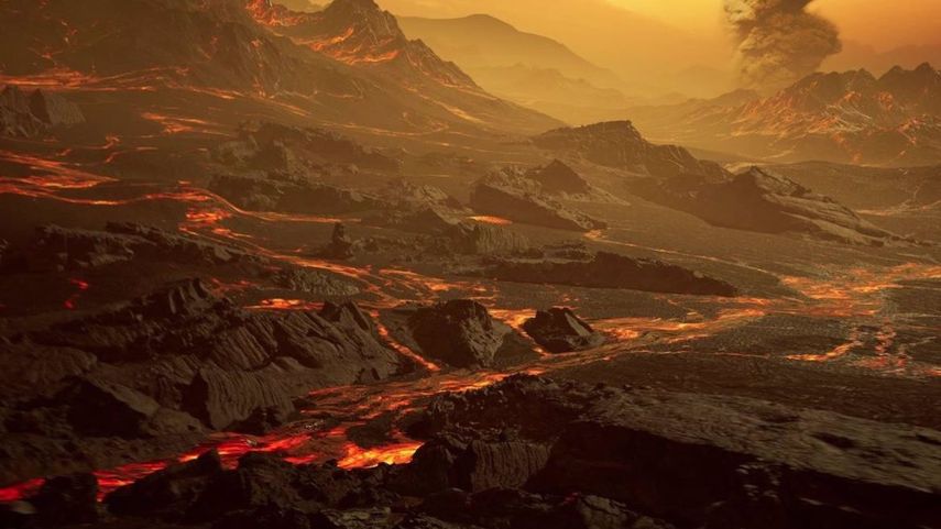 Representación artística de la superficie de la supertierra caliente GJ 86b, ahora bautizada como Su.&nbsp;