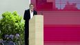 El actor Antonio Banderas interviene en el encuentro presidido por el papa León XIV y titulado Tejer redes con el mundo de la cultura, la educación, la empresa y el deporte, este domingo en el Movistar Arena de Madrid.&nbsp;