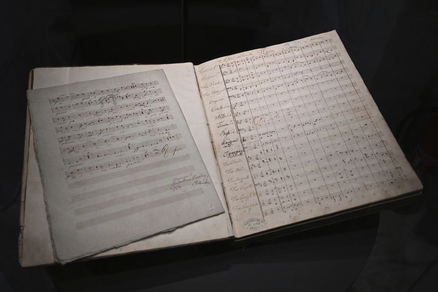 Un manuscrito musical de Ludwig van Beethoven en la colección del Museo Moravia, el 30 de noviembre en Brno, Eslovaquia.