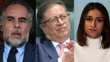 Collage de fotos de Gustavo Petro, Armando Benedetti y Laura Sarabia.