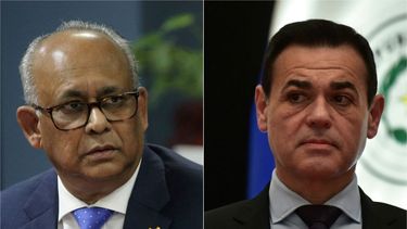 El ministro de Relaciones Exteriores de Surinam, Albert Ramdin (izq.), y el nuevo ministro de Relaciones Exteriores de Paraguay, Rubén Ramírez Lezcano.