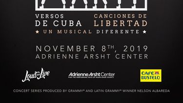 Afiche promocional del concierto  Martí: Versos de Cuba, canciones de libertad. 