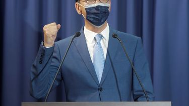 Eric Chu durante un discurso después de ganar la elección para la presidencia del Partido Nacionalista en Taipéi, Taiwán, el sábado 25 de septiembre de 2021.&nbsp;