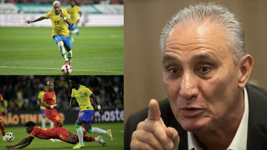 A la derecha, el entrenador Adenor Leonardo Bachi, conocido como Tite. Arriba, Neymar, y en la foto de abajo, Vinicius Jr. con la camiseta amarilla.&nbsp;