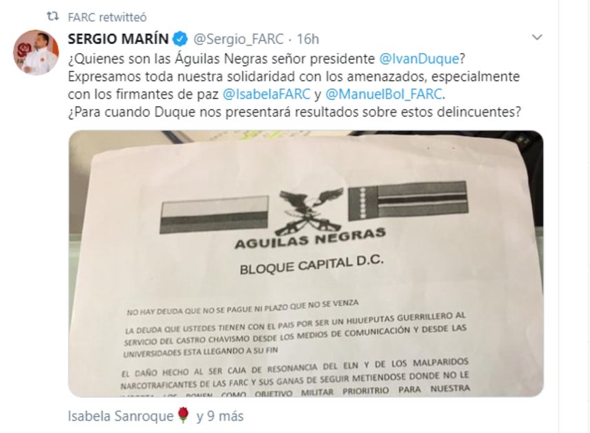 Mensaje difundido en las redes sociales