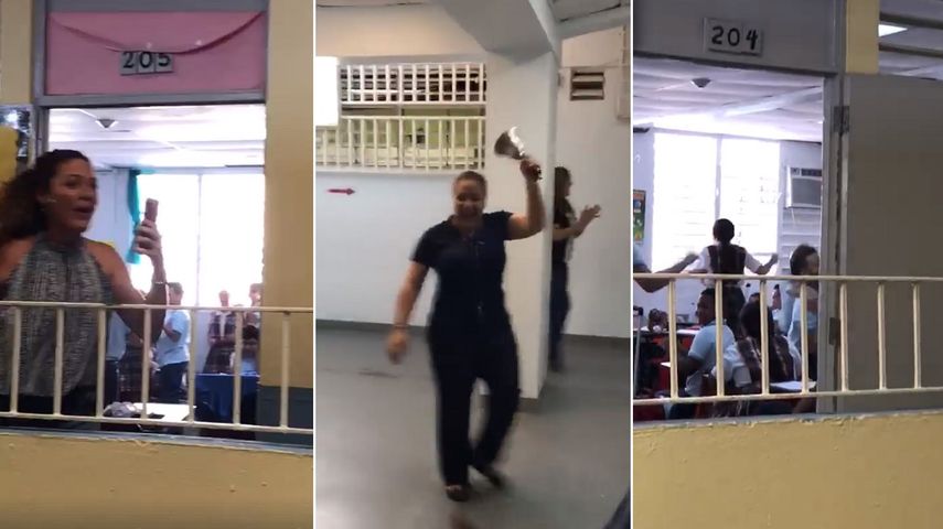Imágenes del video publicado en la página de Facebook de la&nbsp;Academia Bautista de Puerto Nuevo, en San Juan, capital de Puerto Rico, tras 112 días sin servicio eléctrico.