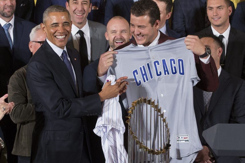 Obama recibió a los Cachorros en la Casa Blanca.
