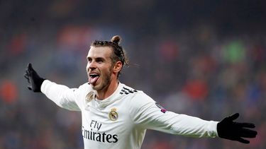 Gareth Bale, centrocampista del Real Madrid, celebra después de anotar el cuarto gol de su equipo en partido de la Champions League de Europa contra Viktoria Plzen, en la Arena Doosan, en Pilsen, República Cheza, el 7 de noviembre de 2018. Los Ángeles FC llegó a un acuerdo con Bale para que juegue en la MLS.&nbsp;