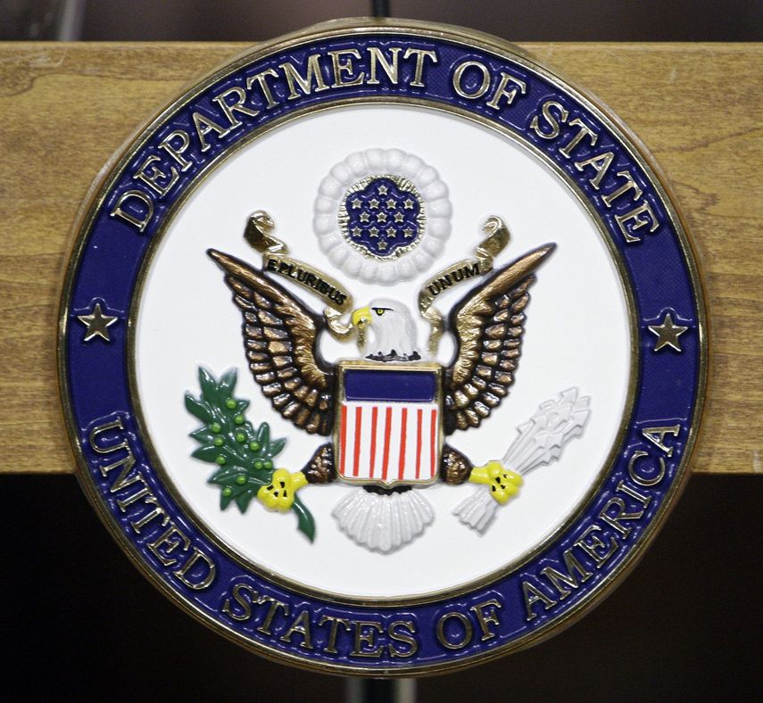 Foto tomada el 25 de enero del 2010 del sello del Departamento de Estado de EEUU, en un podio en Washington.&nbsp;