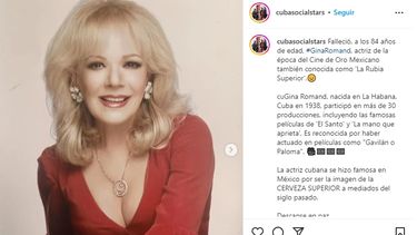 La actriz cubana Gina Romand falleció a los 84 años.