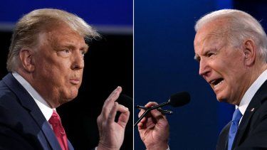 Donald Trump y Joe Biden durante el debate presidencial en 2020.