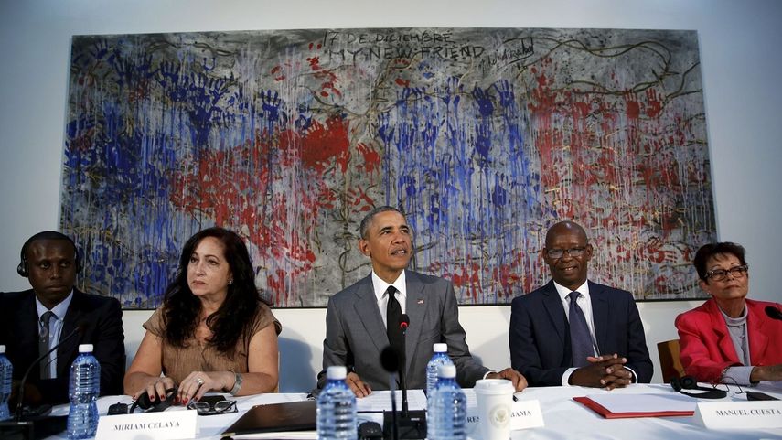 Barack Obama durante una reunión con disidentes en La Habana.&nbsp;