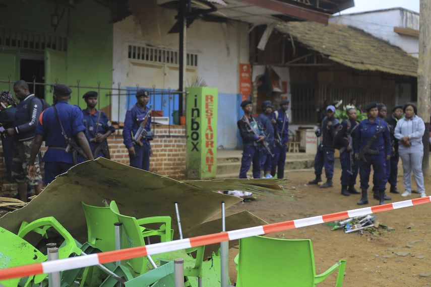 El lugar donde estalló la bomba en Beni, Congo, el 25 de diciembre de 2021.&nbsp;