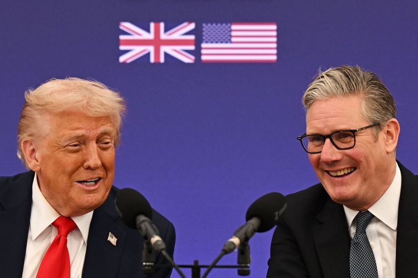 El presidente Donald J. Trump y el primer ministro británico, Keir Starmer, durante un evento económico en Chequers, a 70 km de Londres.