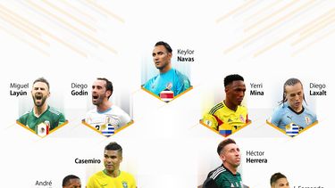 Cavani comanda la ofensiva, mientras que el colombiano Yerry Mina se ganó un puesto en la defensa ideal.