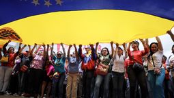 Seguidores del oficialismo realizan marcha hasta la Asamblea Nacional.&nbsp;