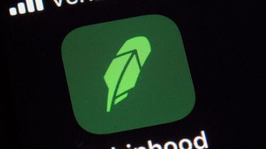 Logo de la aplicación Robinhood en un teléfono celular.&nbsp; &nbsp;