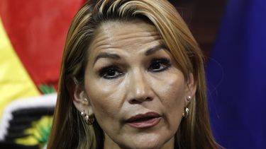 Jeanine A&ntilde;ez, la segunda vicepresidenta del Senado, durante una conferencia de prensa en el Congreso en La Paz, Bolivia, el martes 12 de noviembre de 2019.&nbsp;