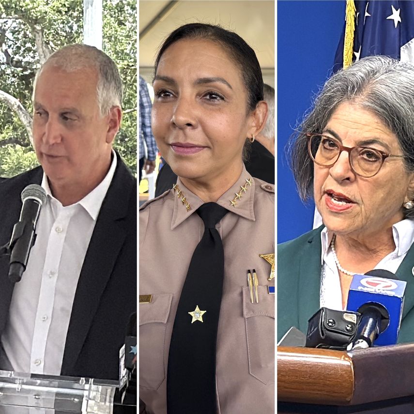 Mario Díaz-Balart Daniella, congresista federal,&nbsp; Levine Cava, alcaldesa de Miami-Dade y Rosie Cordero Stutz, sheriff del condado.&nbsp;