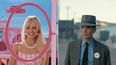 Esta combinación de imágenes muestra a Margot Robbie en una escena de Barbie, y a Cillian Murphy en una escena de Oppenheimer.