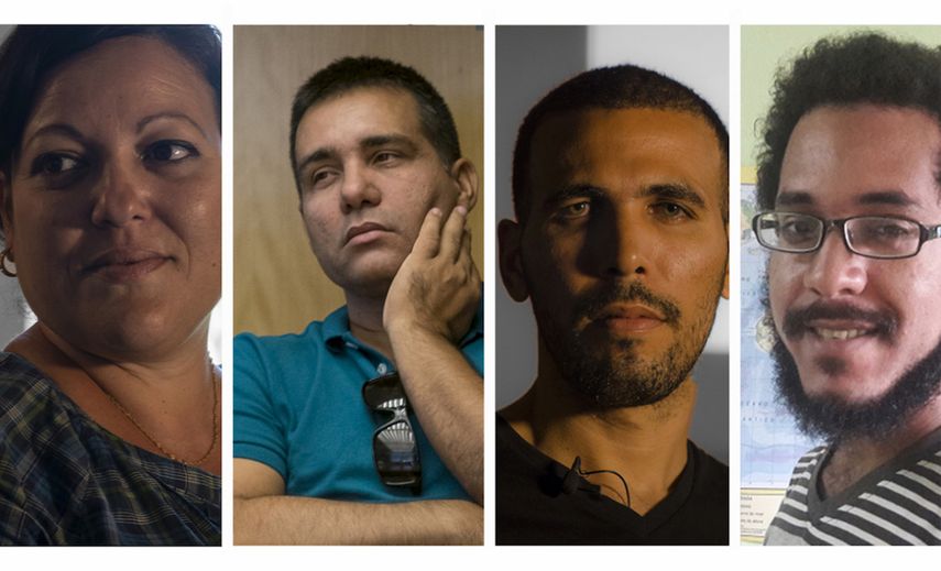 Los cuatro periodistas de DDC: Adriana Zamora, Osmel Ramírez, Manuel Alejandro León y Ernesto Carralero. (DDC)