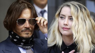 Johnny Depp en la Corte Superior de Londres el 17 de julio de 2020, izquierda, y Amber Heard fuera de la Corte Superior de Londres el 28 de julio de 2020.&nbsp; 