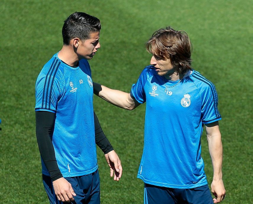 El colombiano le reclamó a Luka por una entrada durante el rombo de calentamiento.