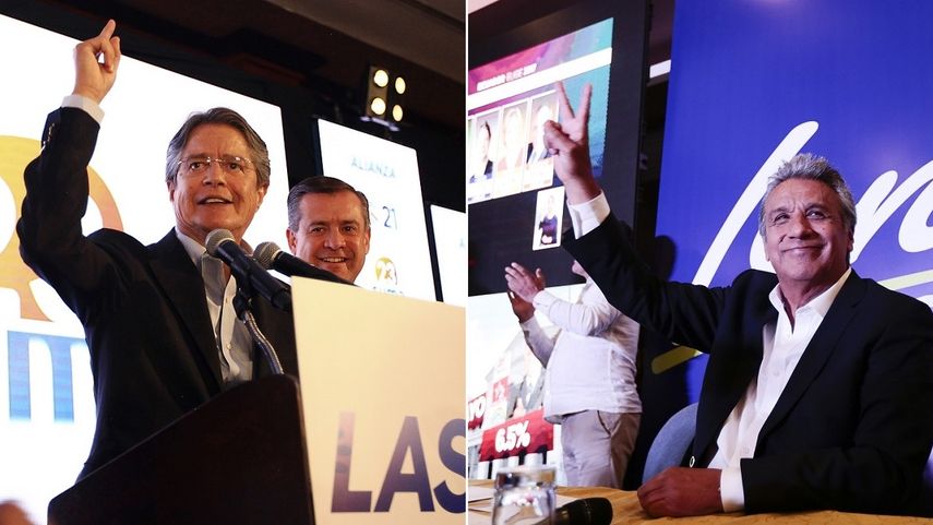 Los candidatos Guillermo Lasso (iza.) y Lenín Moreno (der.) tienen ante sí el reto de la segunda vuelta electoral a definirse el 2 de abril en Ecuador.