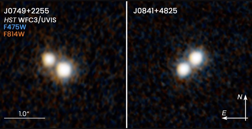 Hubble detecta cuásares dobles en galaxias fusionadas