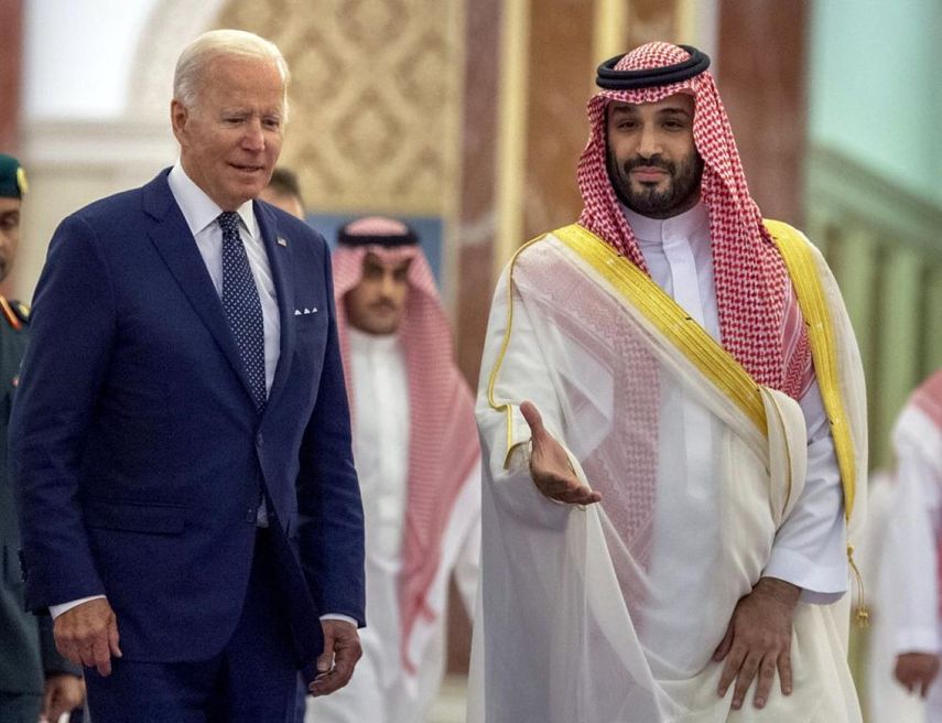 El presidente Joe Biden al príncipe heredero saudita, Mohamed bin Salman. &nbsp;