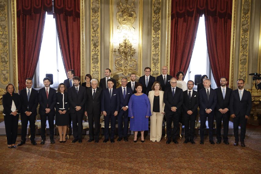 Retrato oficial del nuevo gobierno italiano, tomada en el Palacio Quirinale en Roma el 5 de septiembre del 2019.