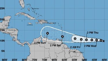 Pron&oacute;stico de trayectoria de tormenta tropical, 21 de julio de 2020.