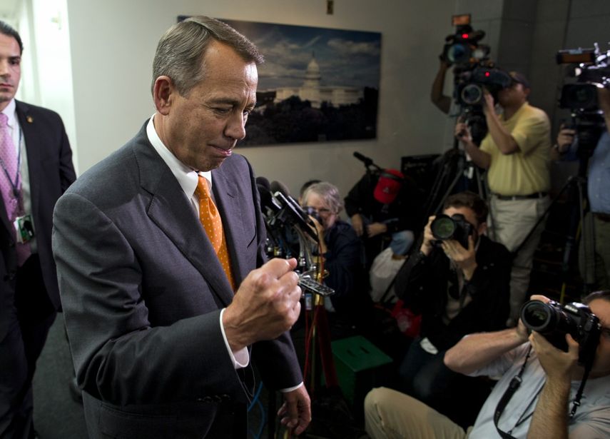 John Boehner, el líder de la mayoría en la Cámara Baja, en Washington durante las negociaciones para reabrir el Gobierno. (AP)
