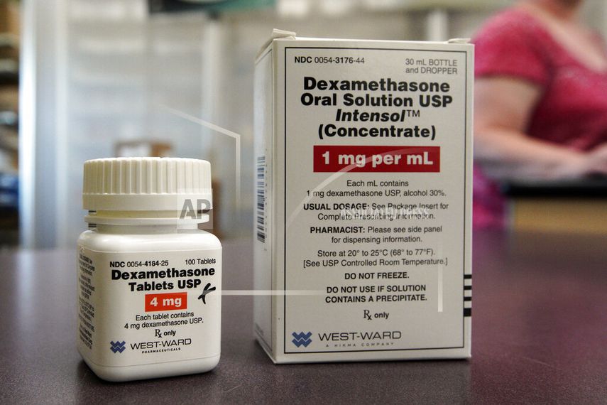 Envases del esteroide dexametasona est&aacute;n exhibidos en una farmacia en Omaha, Nebraska, 16 de junio de 2020.&nbsp;