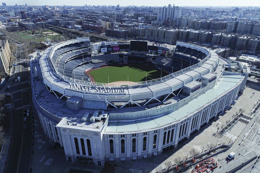 Vista aérea del Yankee Stadium en Nueva York, el jueves 26 de marzo de 2020.&nbsp;
