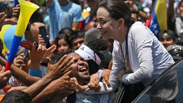 La líder opositora venezolana María Corina Machado en su recorrido por la carretera Lara-Zulia el 23 de julio de 2024