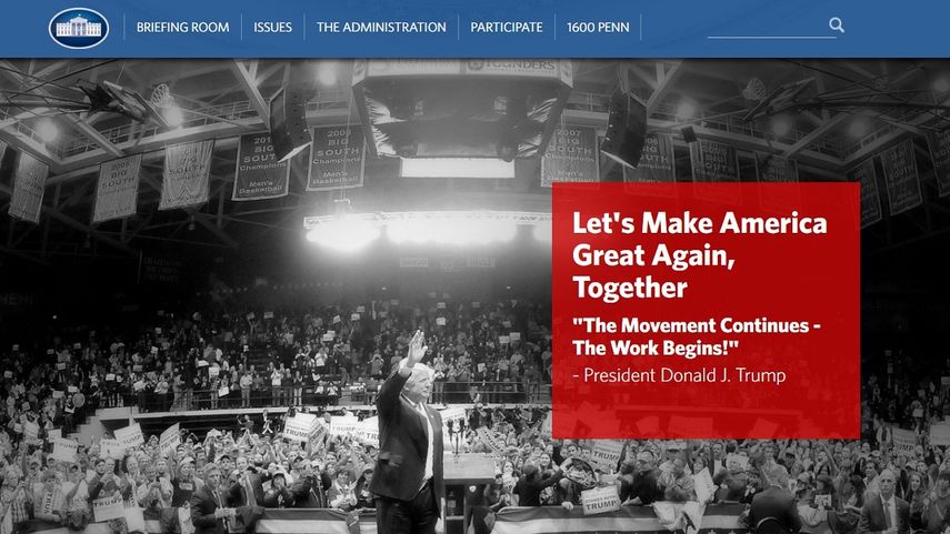 Captura de pantalla de la nueva imagen de la web de la Casa Blanca.